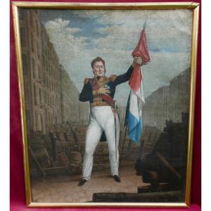Portrait du Roi Louis Philippe pendant la Révolution Huile/Toile du XIXe siècle