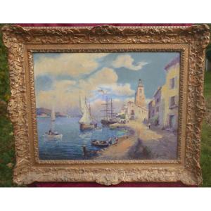 Fanelli Tableau Paysage Marine Italie Huile/Toile fin XIXème siècle Signé