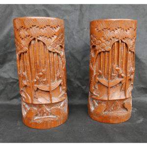 Brush Pots, Guangxu Period, China, 19th Century, Bamboo