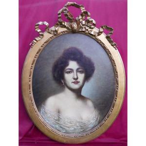 Scholl Portrait de Jeune Femme Ovale Huile/Toile début XXème siècle Signé