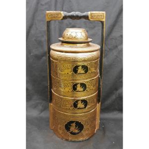 Antique Burmese Lunch Box From The 20th Century, La Que Gile