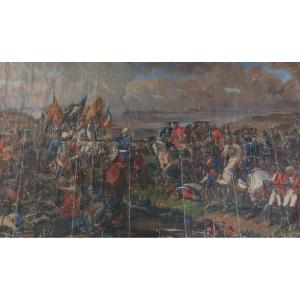 Grande Scène de Genre Bataille de Fontenoy Huile/Toile du XVIIIème siècle