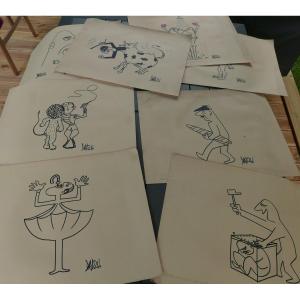 Dadzu Lot de Grand Dessin Originaux Humoristiques Expressions Populaires Signés