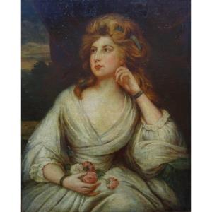 Portrait Of Young Woman English School Of The Eighteenth Century Oil On Canvas