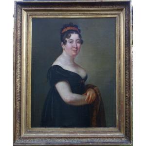 Portrait Of Woman Period I Empire French School Of The XIXth Century Hst