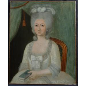 Portrait De Femme d'Epoque Louis XVI Ecole Française Du XVIIIème Siècle H/T