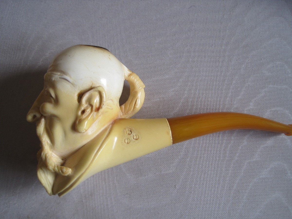 Meerschaum Pipe Representing A Chinese Man.  Early 20th Century-photo-4