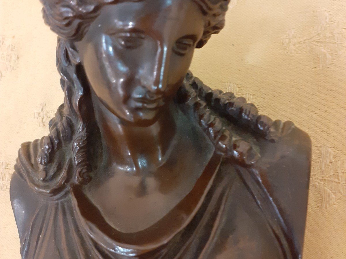 Buste De Femme Classique En Bronze, Fondeur Barbedienne, France  XIX ème Sièecle -photo-2