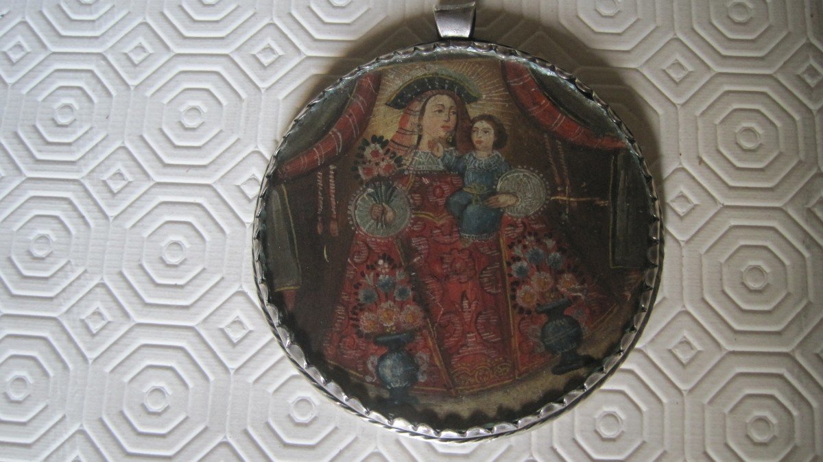 Large Two-faced Medallion, Peruvvian Religious Art, 18th Century