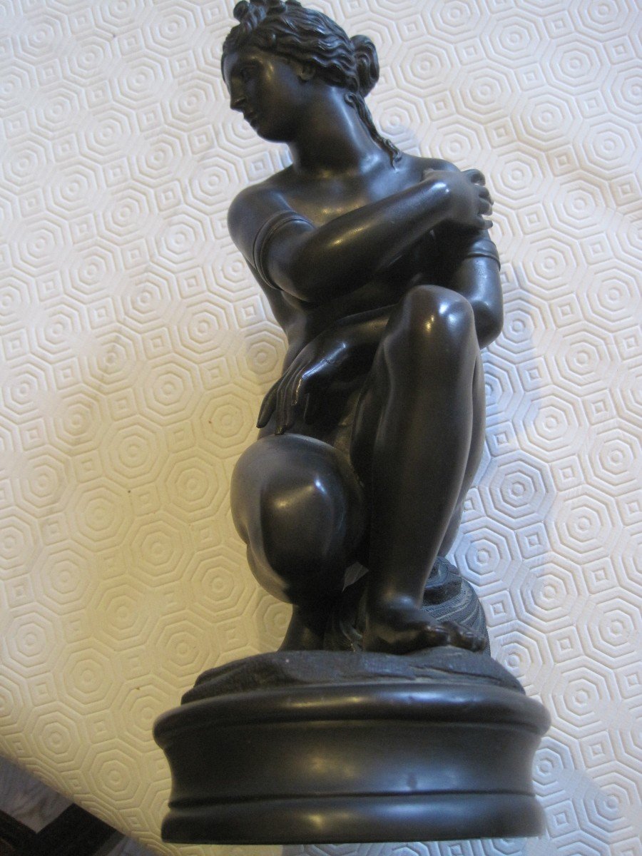 Bronze Sculpture Of  Crouching Venus,  Italy 19th Century