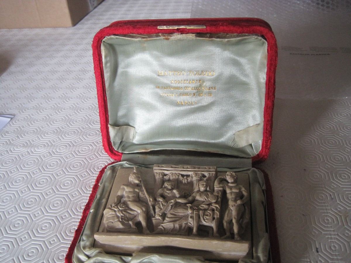 Plaque En Pierre De Lave Avec Scène Classique, Italie, 19e Siècle-photo-1