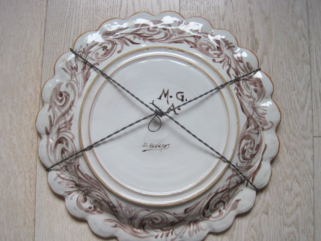 Paire de Grandes Assiettes  en ceramique,  Albisola, Italie 1930-1940-photo-3