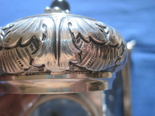 Elegant Silver And Crystal Inkwell, Italy, End XIX Century-photo-2