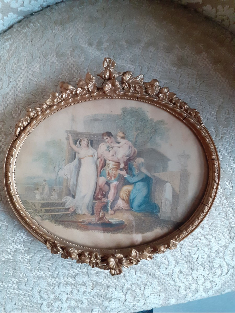 paire d'estampes en couleurs représentant des scène classique, Engleterre XIXe siècle