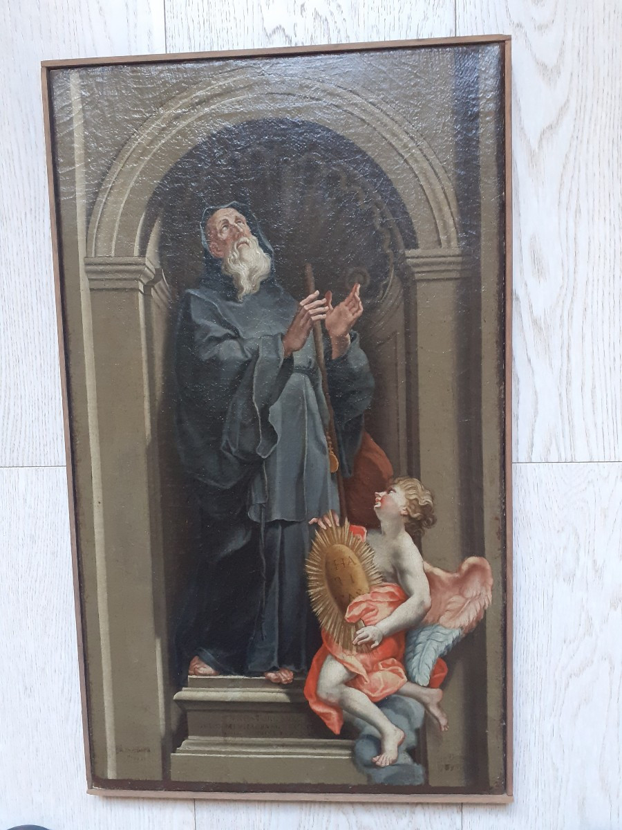 Oil On Canvas.  Saint Francis Of Paola, Italian School, XVIII Secolo