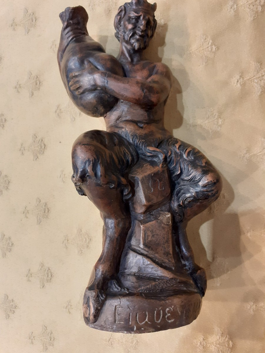 Terracotta  Sculpture Of F The  God Pan, Italy Early 19th Century 