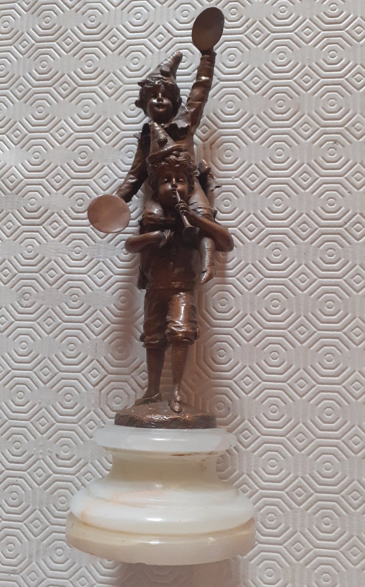 Musicans Acrobats,  Bronze Sculpture By V. Seifert  Austria 20th Century -photo-2
