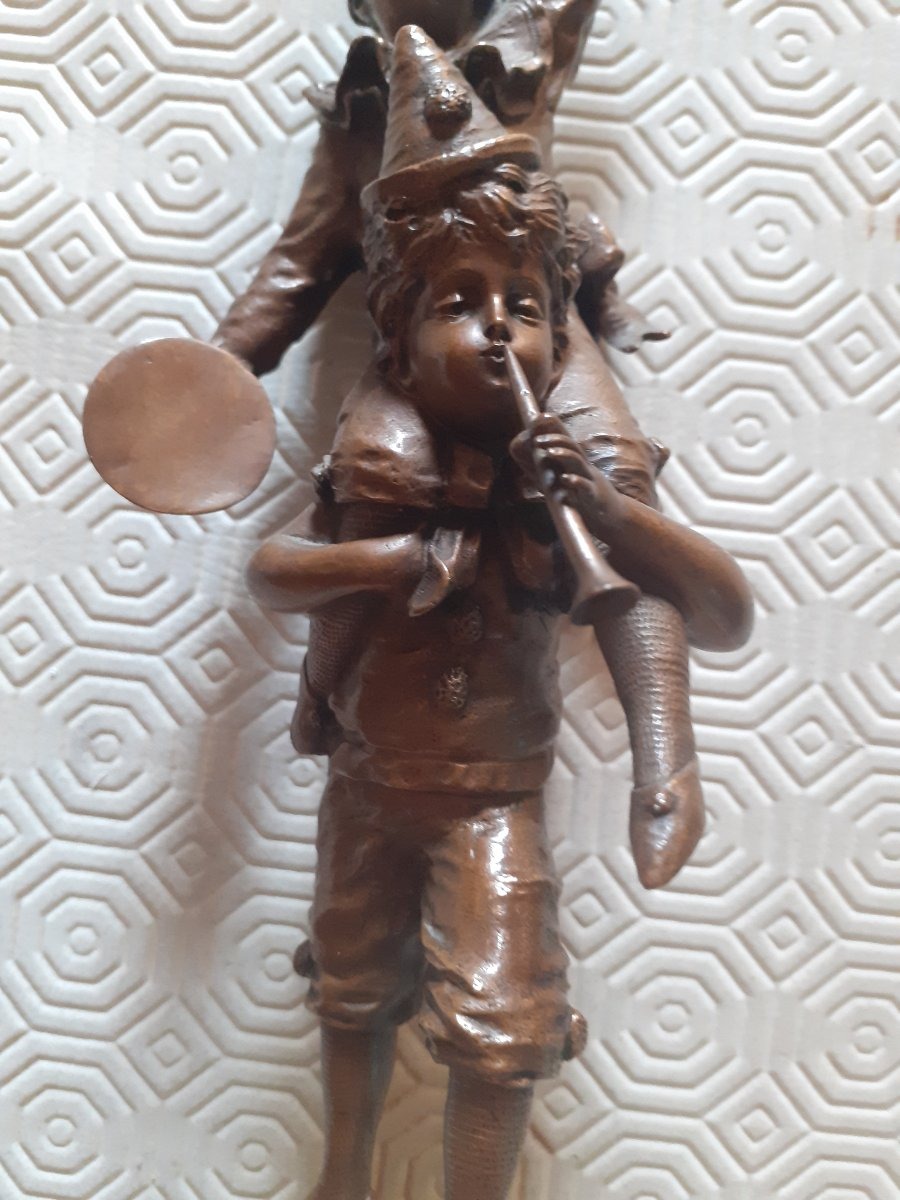 Musicans Acrobats,  Bronze Sculpture By V. Seifert  Austria 20th Century -photo-2