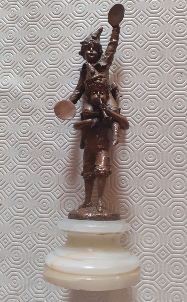 Musicans Acrobats,  Bronze Sculpture By V. Seifert  Austria 20th Century 