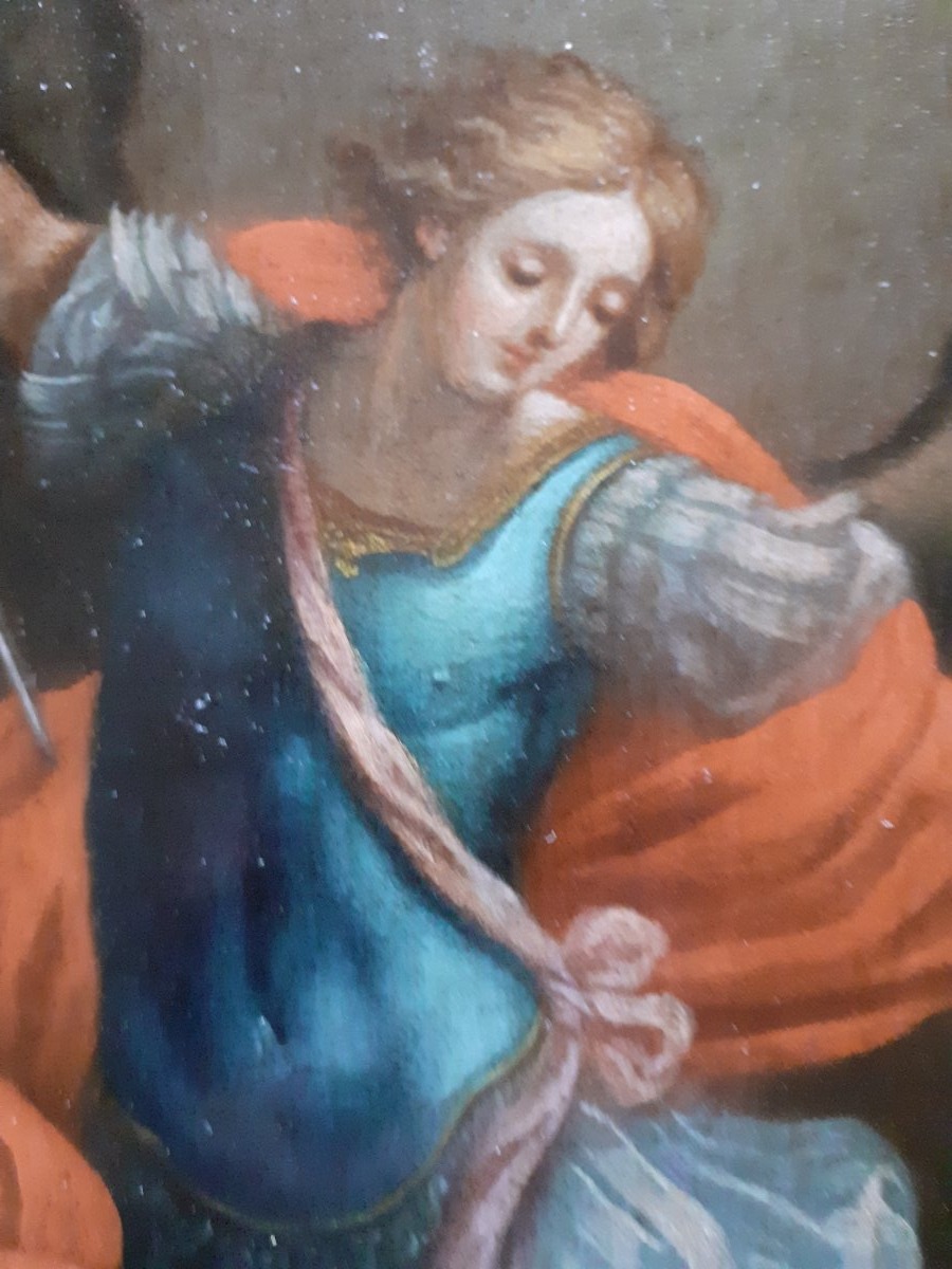 Saint Michel  Archange, huile sur cuivre, Italie, XVIII siècle-photo-3