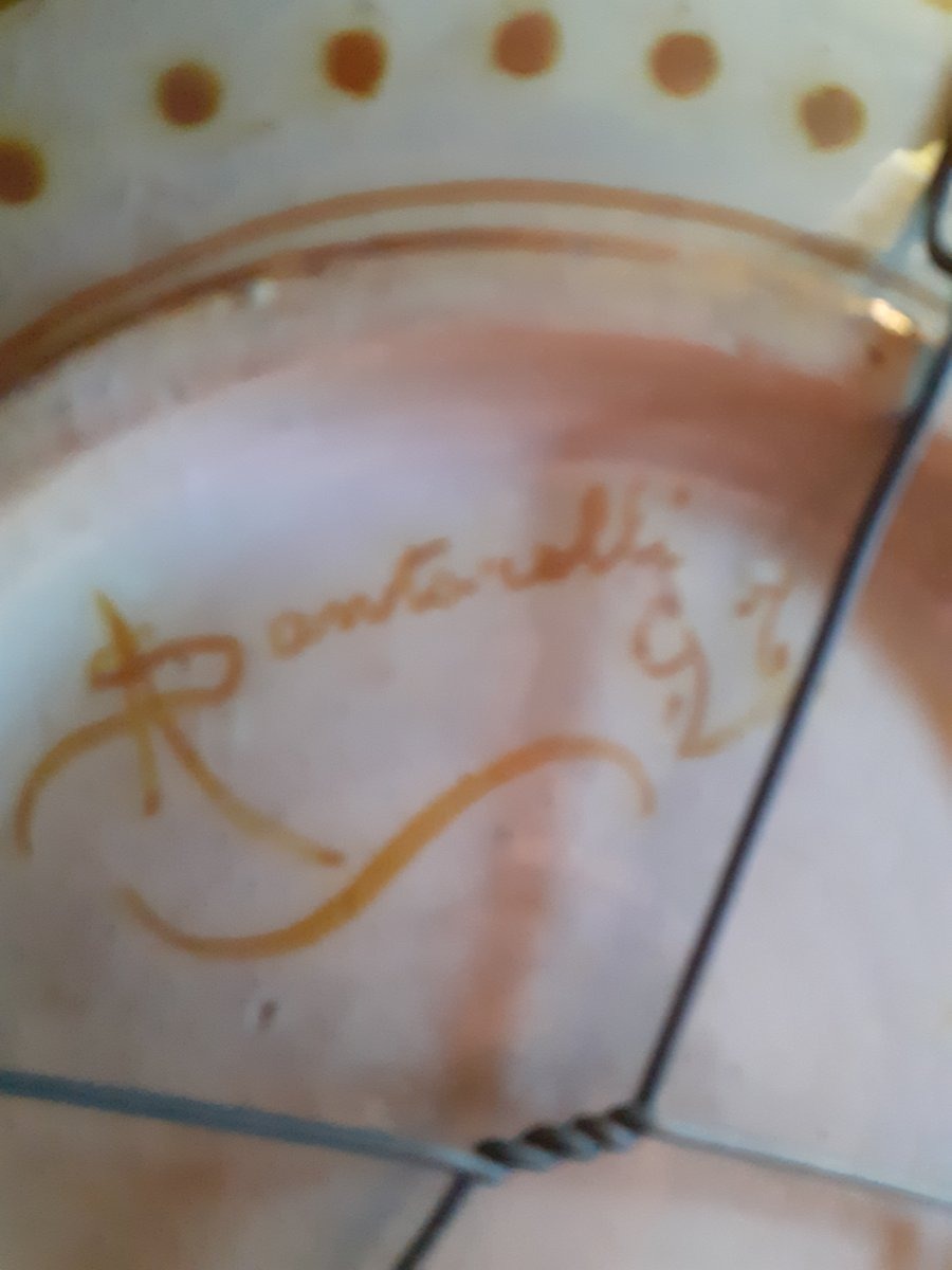 Large Ceramic Lustreware Bowl, Signed A Santarelii , Italy XIX Century-photo-1