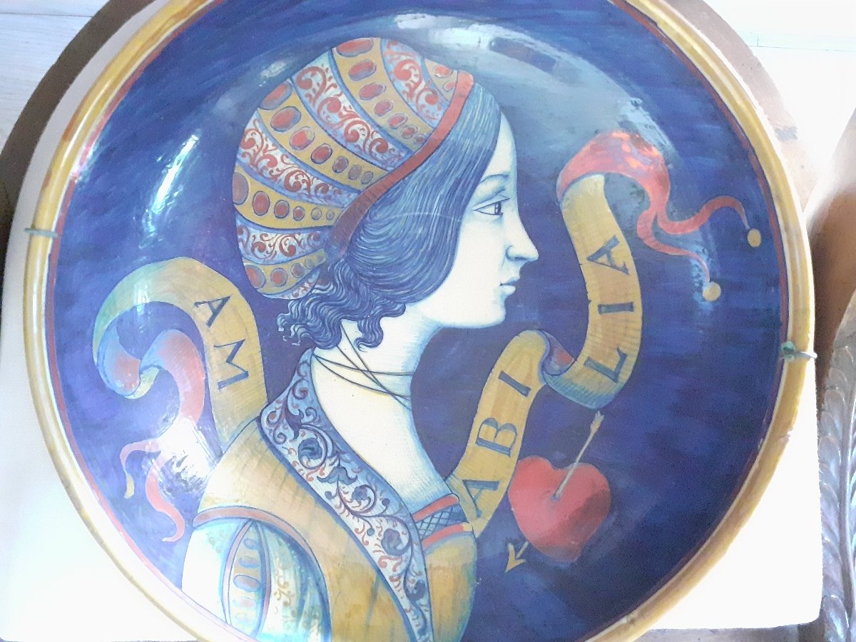 Large Ceramic Lustreware Bowl, Signed A Santarelii , Italy XIX Century