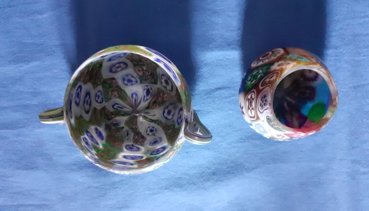 Deux petits objects millefiori (murrina), verrerie Fratelli Toso Venise 1910-photo-2