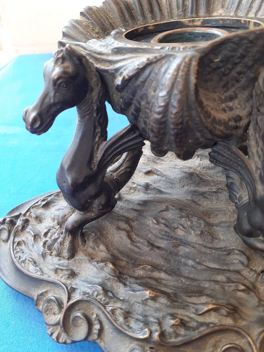 Novelty  Bronze Inkwell With A Classical  Subject,italy, About 1840-photo-4