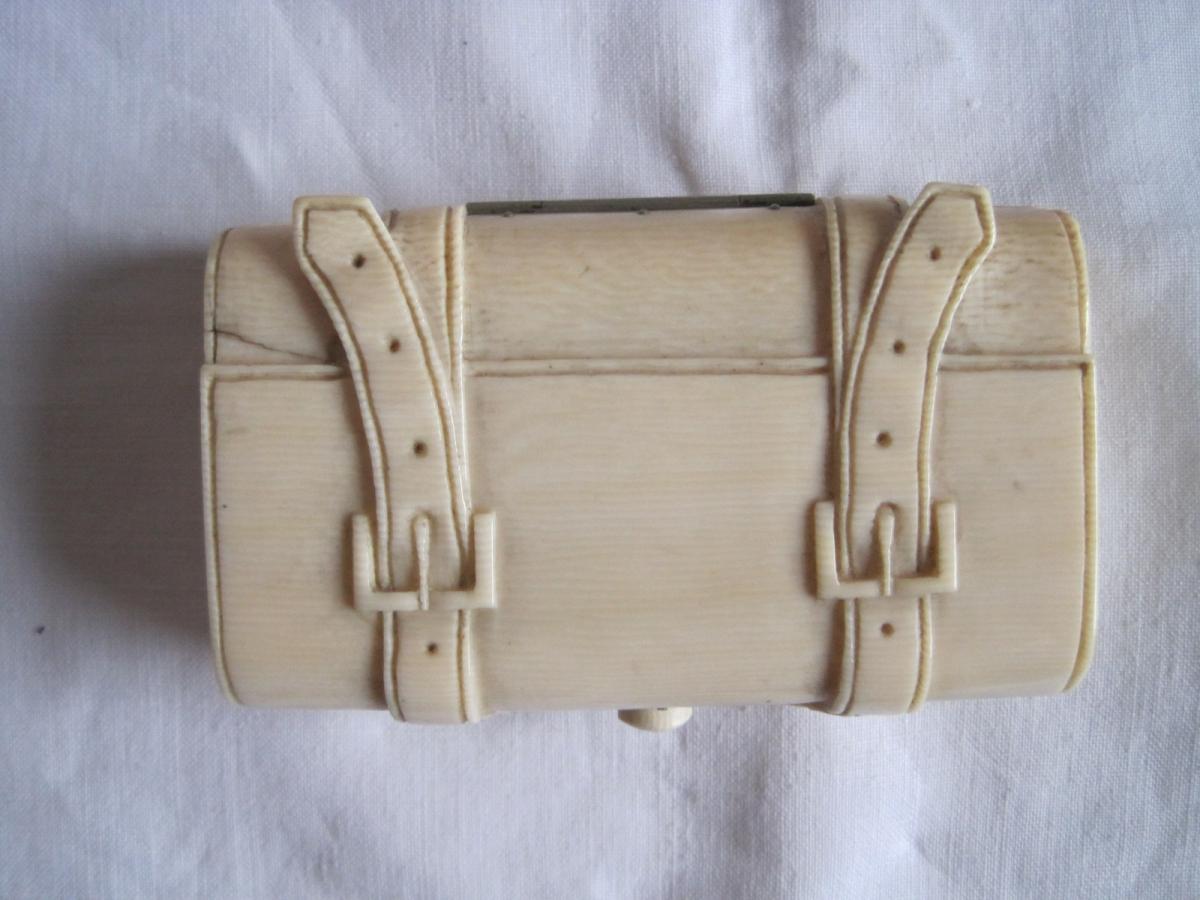 Ivory Snuffbox Shaped As A Suitcase, Dieppe France, Art Deco