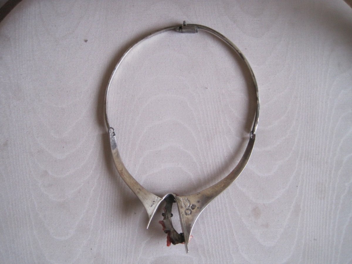 Mexican Silver And Coral Necklace. Twentieth Century-photo-2