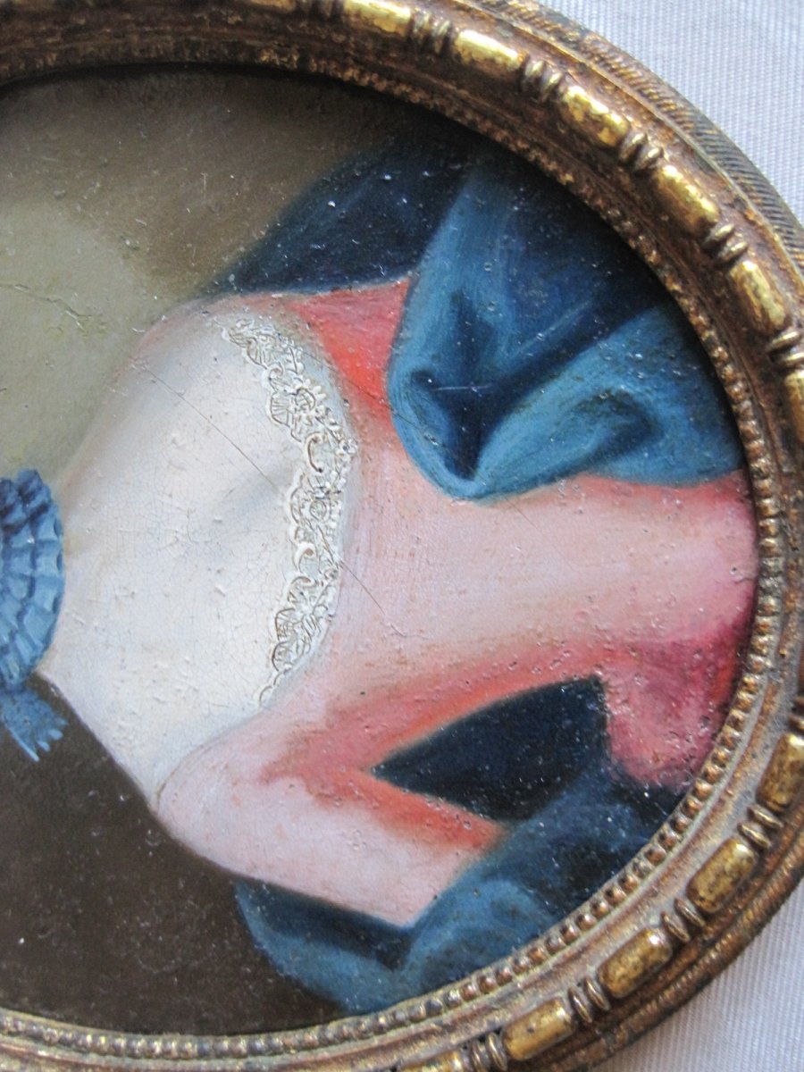 Ecole Venetienne, Miniature Portrait d'Une Dame en Robe Rouge, Huile Sur Cuivre, Vers 1750-photo-2