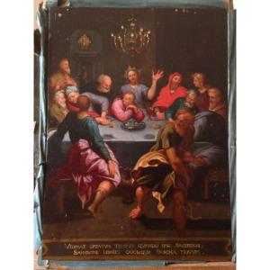 The Last Supper, Oil On Copper, Flemish School, End 17th-early 18th Century