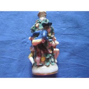 Small Perfume Bottle Decorated  With Flowers And  Figurines, Naples, End 19th Century 