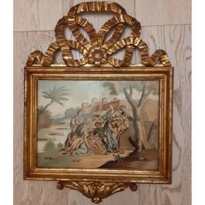 Paire de broderies au fils collées, Italie XVIII siècle