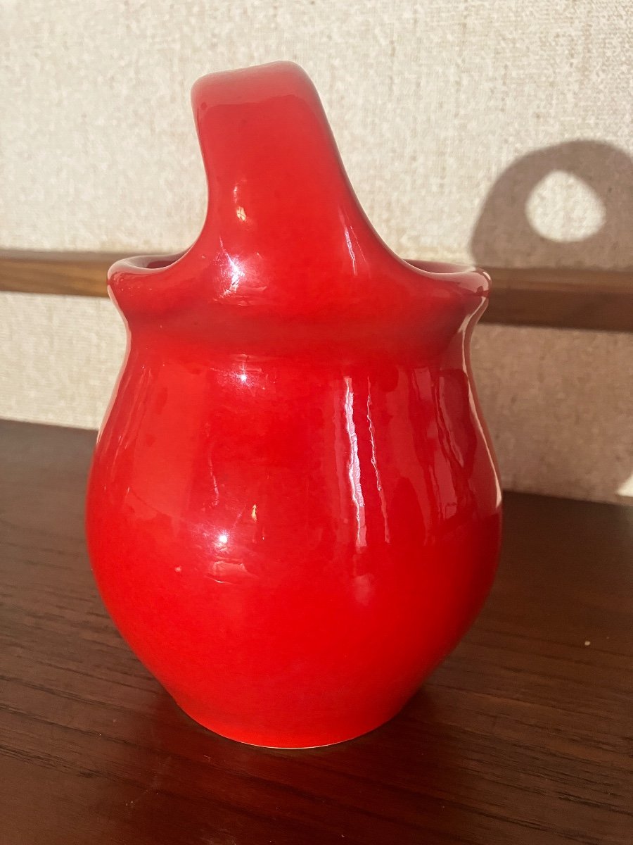 Pol Chambost - Vase Rouge Signé - Céramique -photo-2