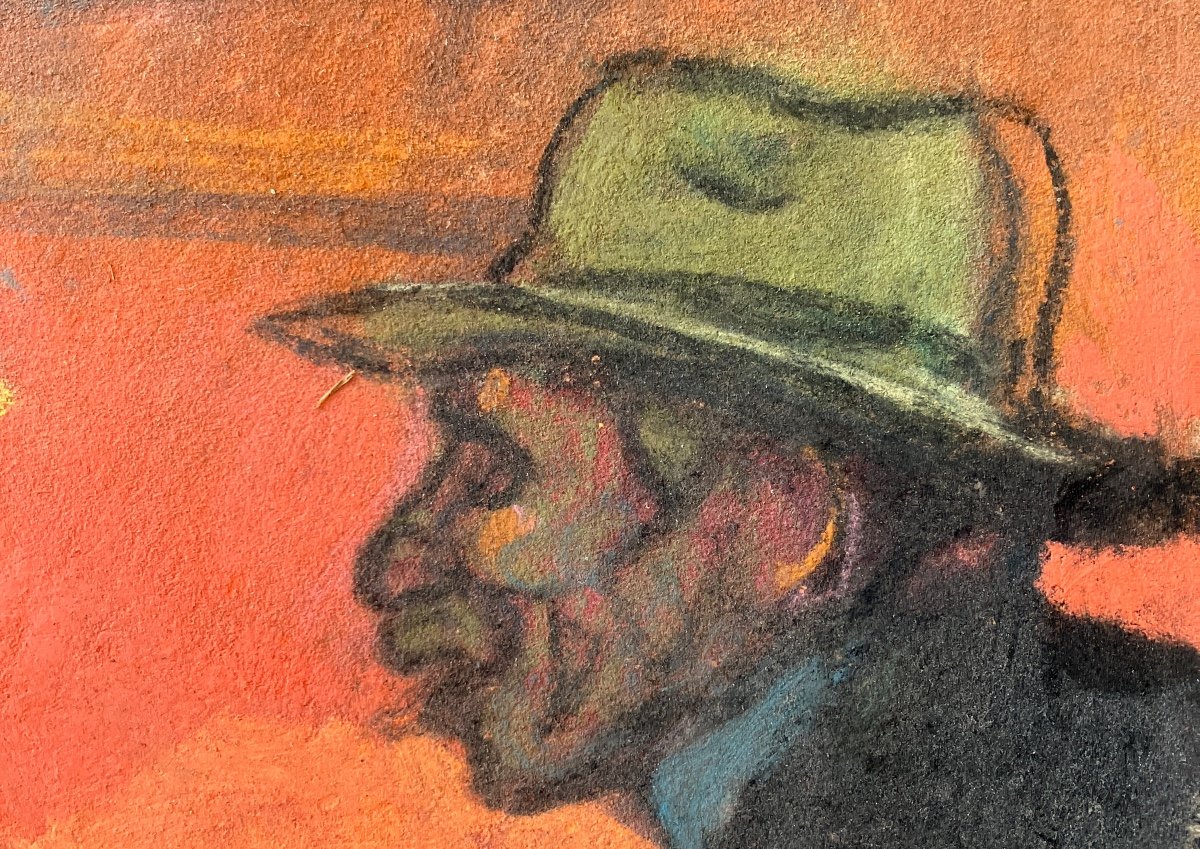 Louis Fortuney 1878-1950 - Pastels - La Partie De Cartes .-photo-4