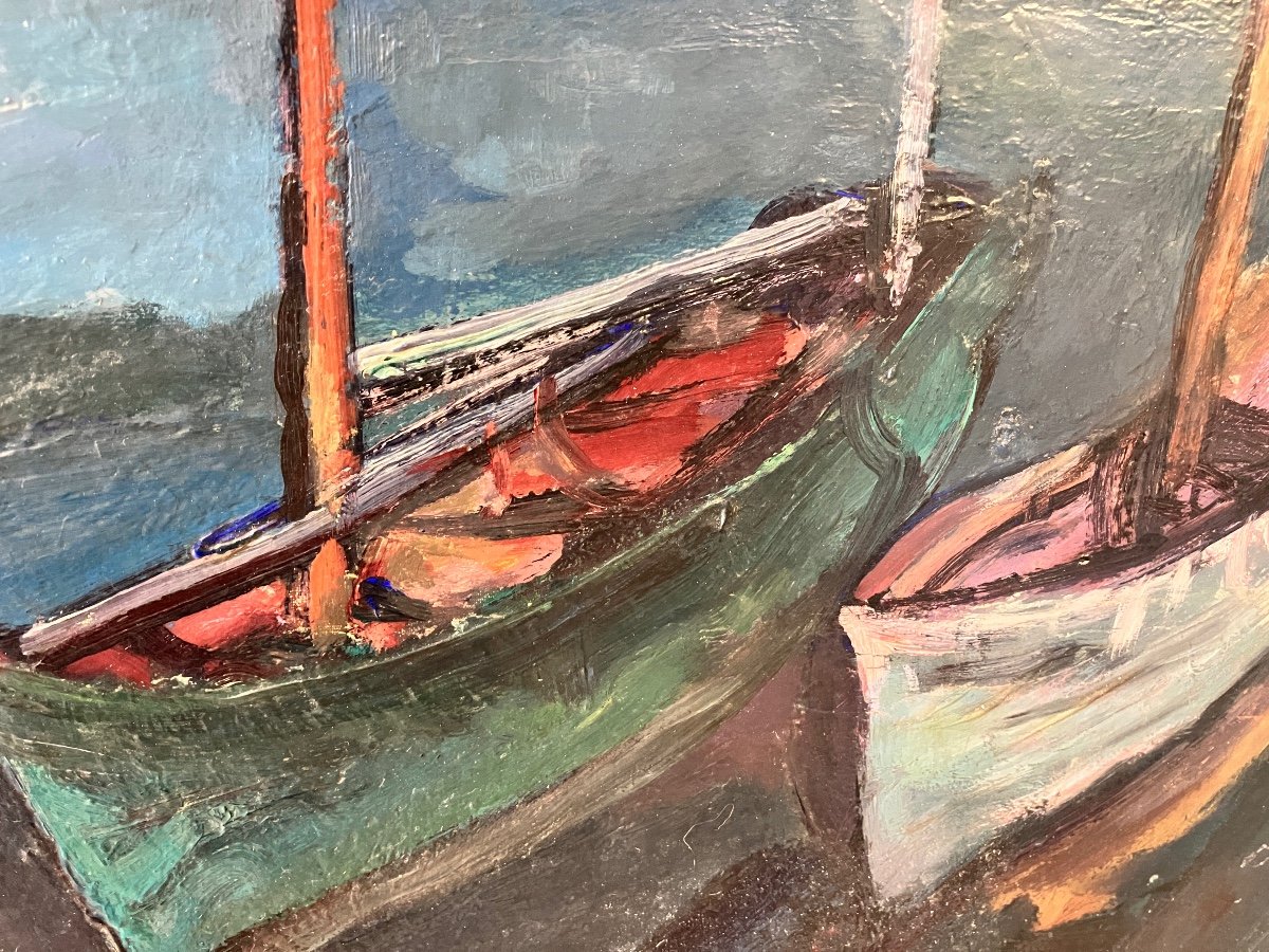 Abel Gerbaud 1888-1954 - The Port Of Saint-tropez - 1921 - Oil On Canvas 60 X 73 Cm-photo-3