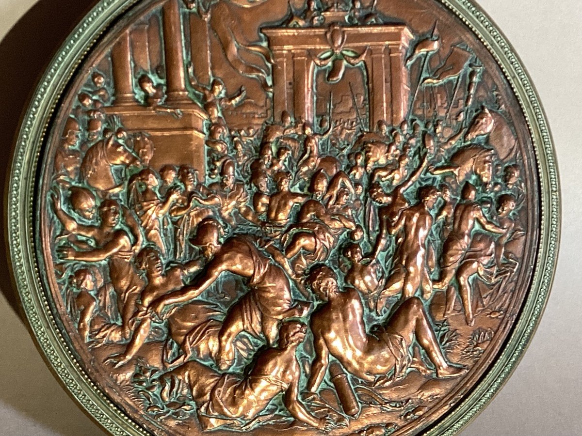 Bas-relief In Copper And Brass - The Abduction Of The Sabine Women - Early 19th Century-photo-3
