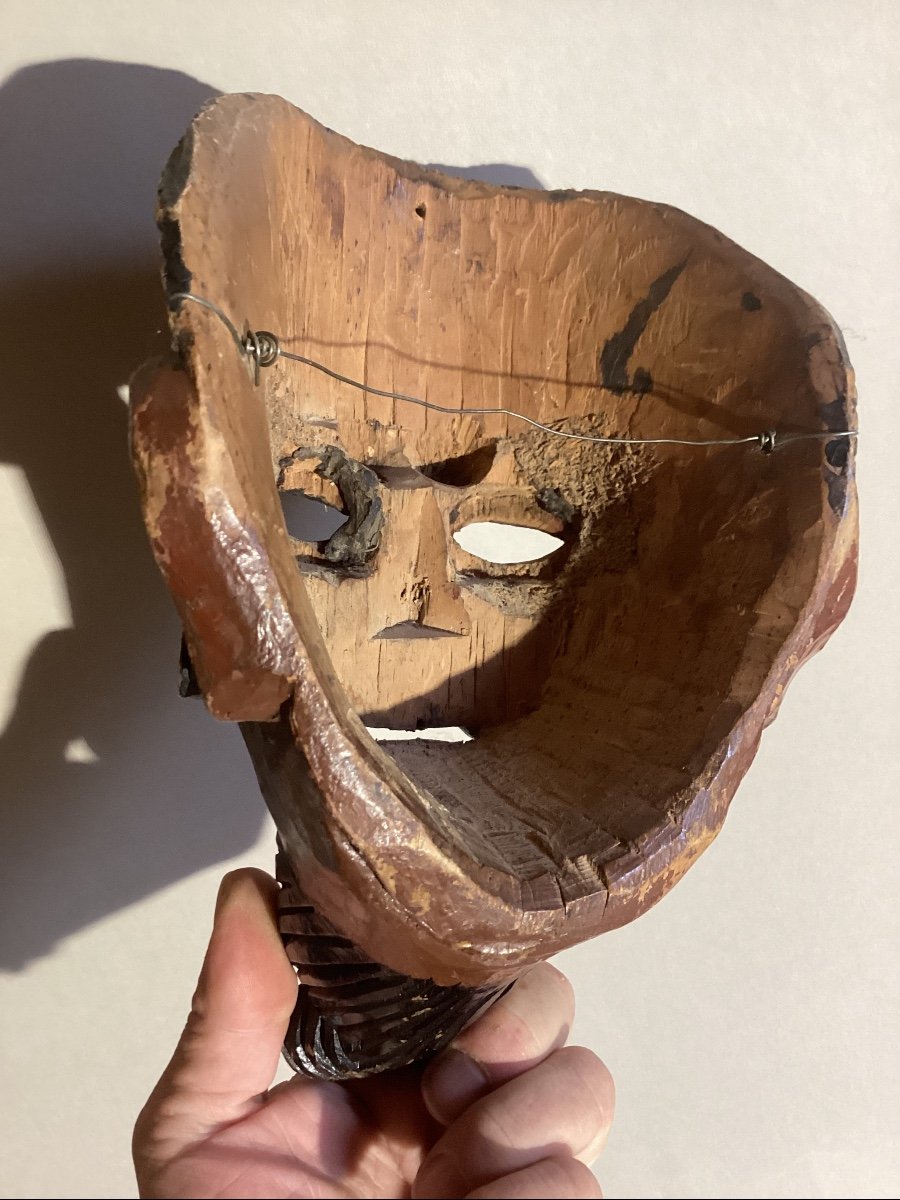 Ceremonial Mask From Guatemala. Carved And Painted Wood. First Half Of The 20th.-photo-3