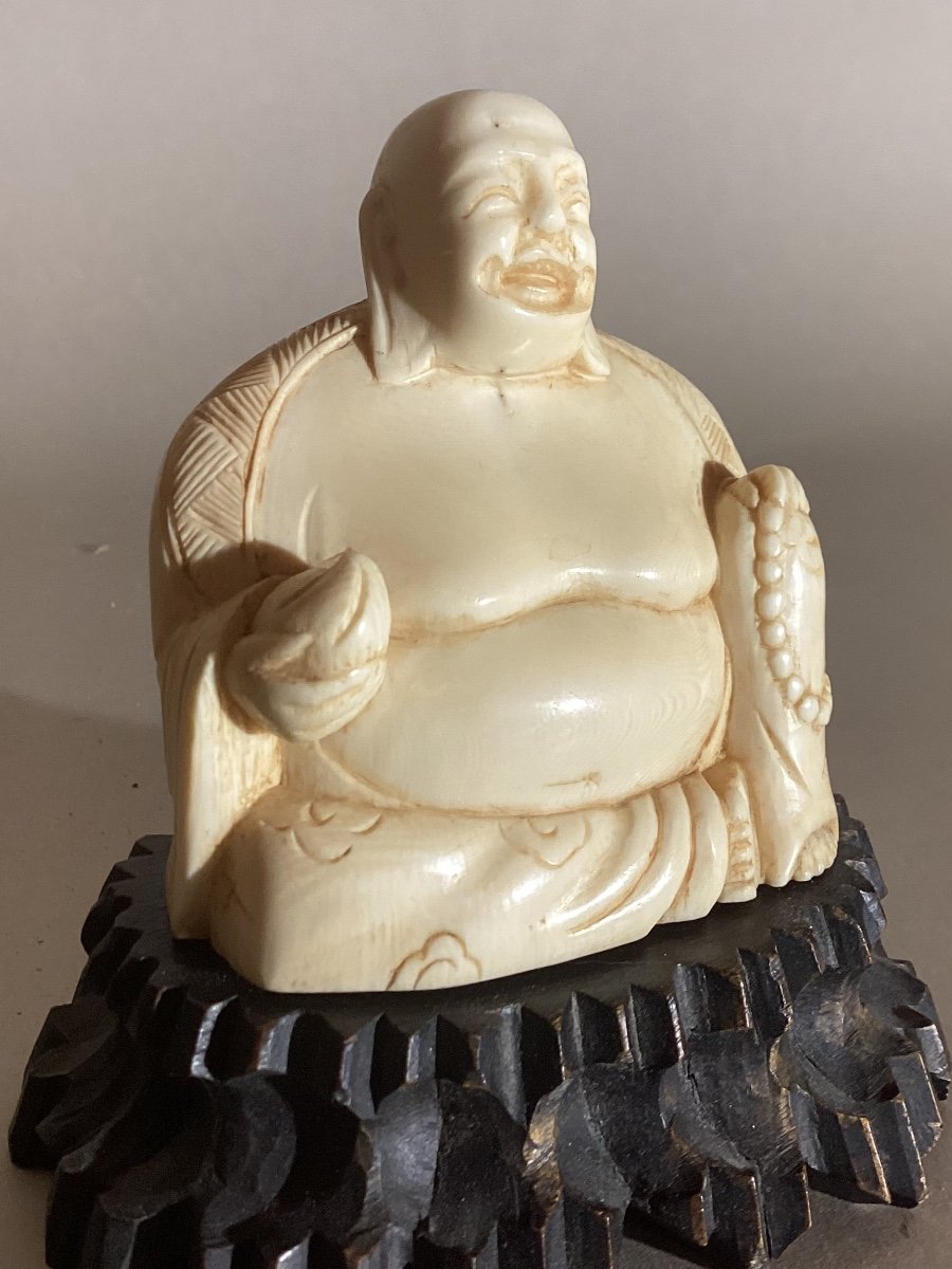 Laughing Buddha - Ivory - Early 20th Century.-photo-3