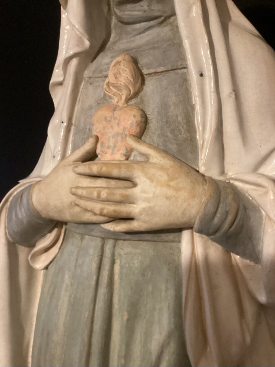  Cœur Immaculé De La Vierge Marie - Grande Sculpture émaillée 108 Cm - Signée Et Datée 1880 -photo-1