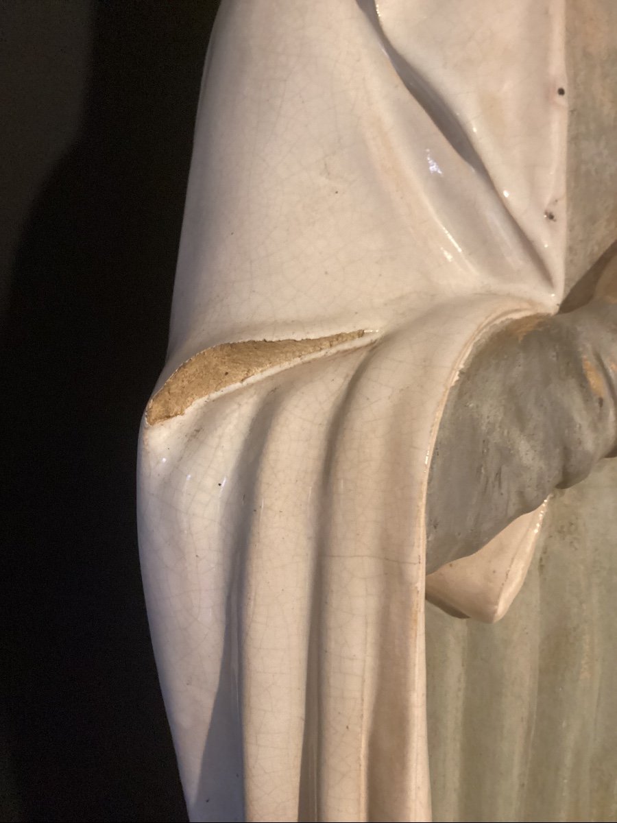  Cœur Immaculé De La Vierge Marie - Grande Sculpture émaillée 108 Cm - Signée Et Datée 1880 -photo-4
