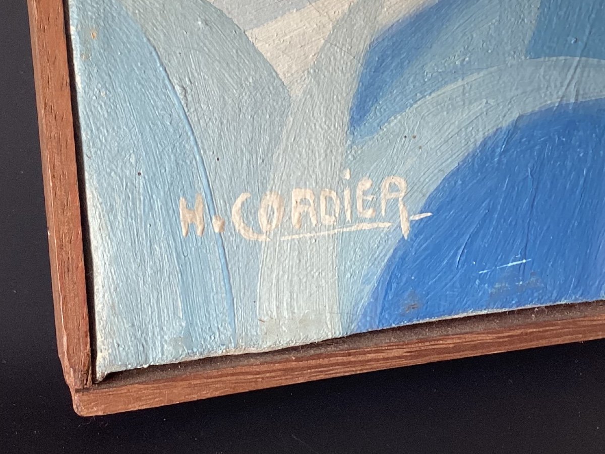 H. Cordier - Oil On Canvas - Woman In A Dreamlike Landscape - Art Deco - 46x55 Cm-photo-3