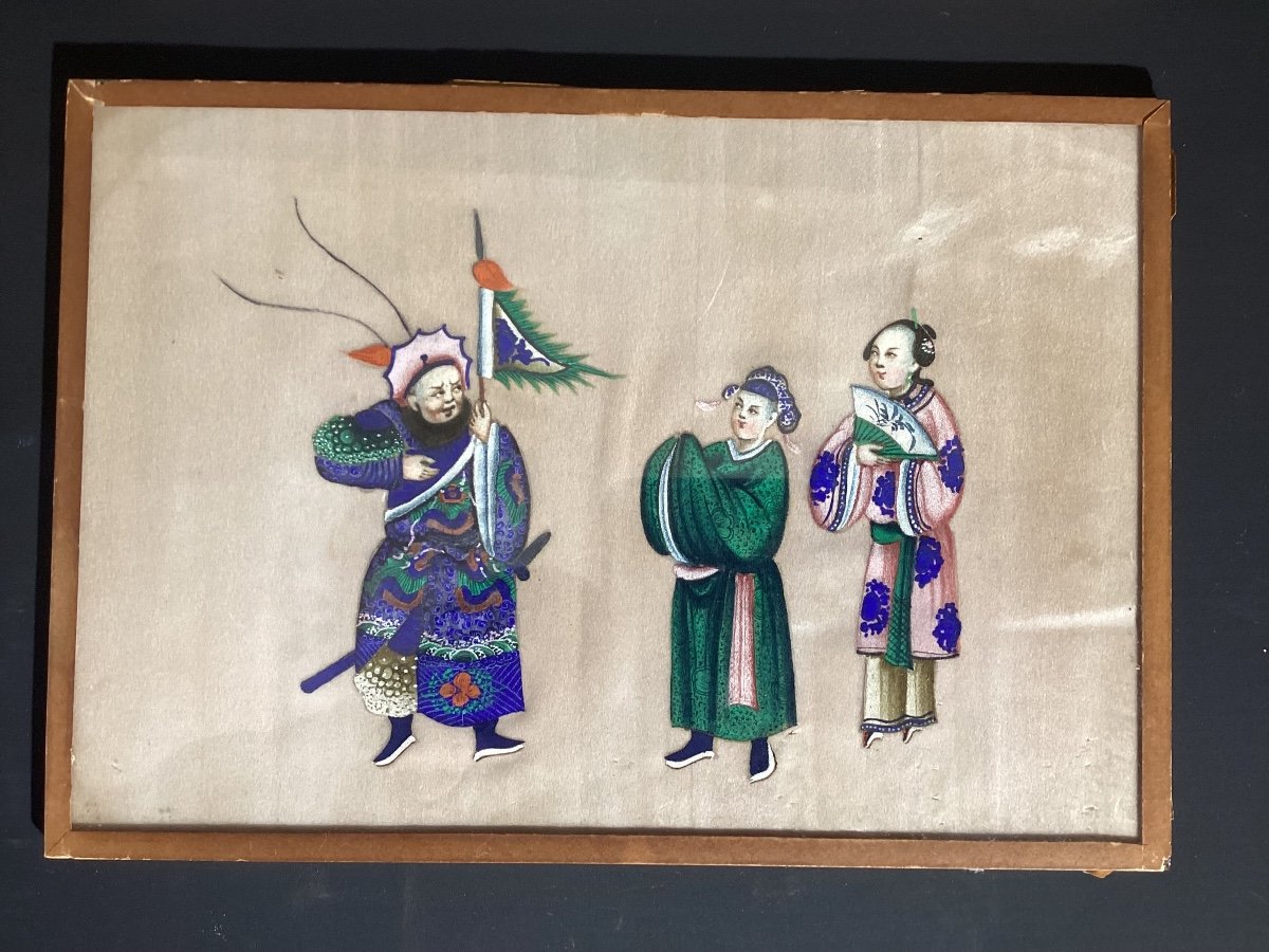 China - Series Of 5 Gouaches On Rice Paper Dealing With Martial Arts - Late 19th-photo-2