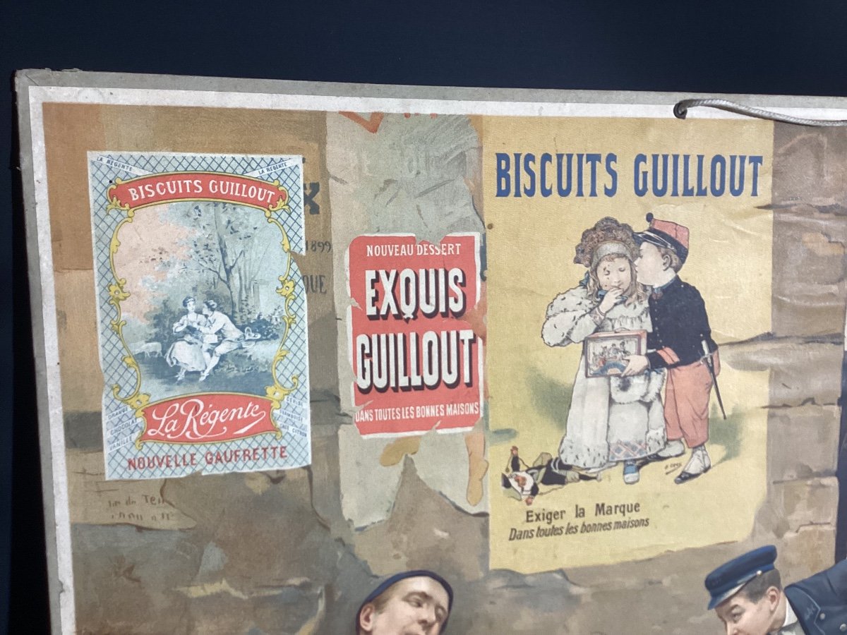 Old Advertising Poster Guillout Biscuits By Chocarne-moreau Circa 1910 - 44x63 Cm-photo-2