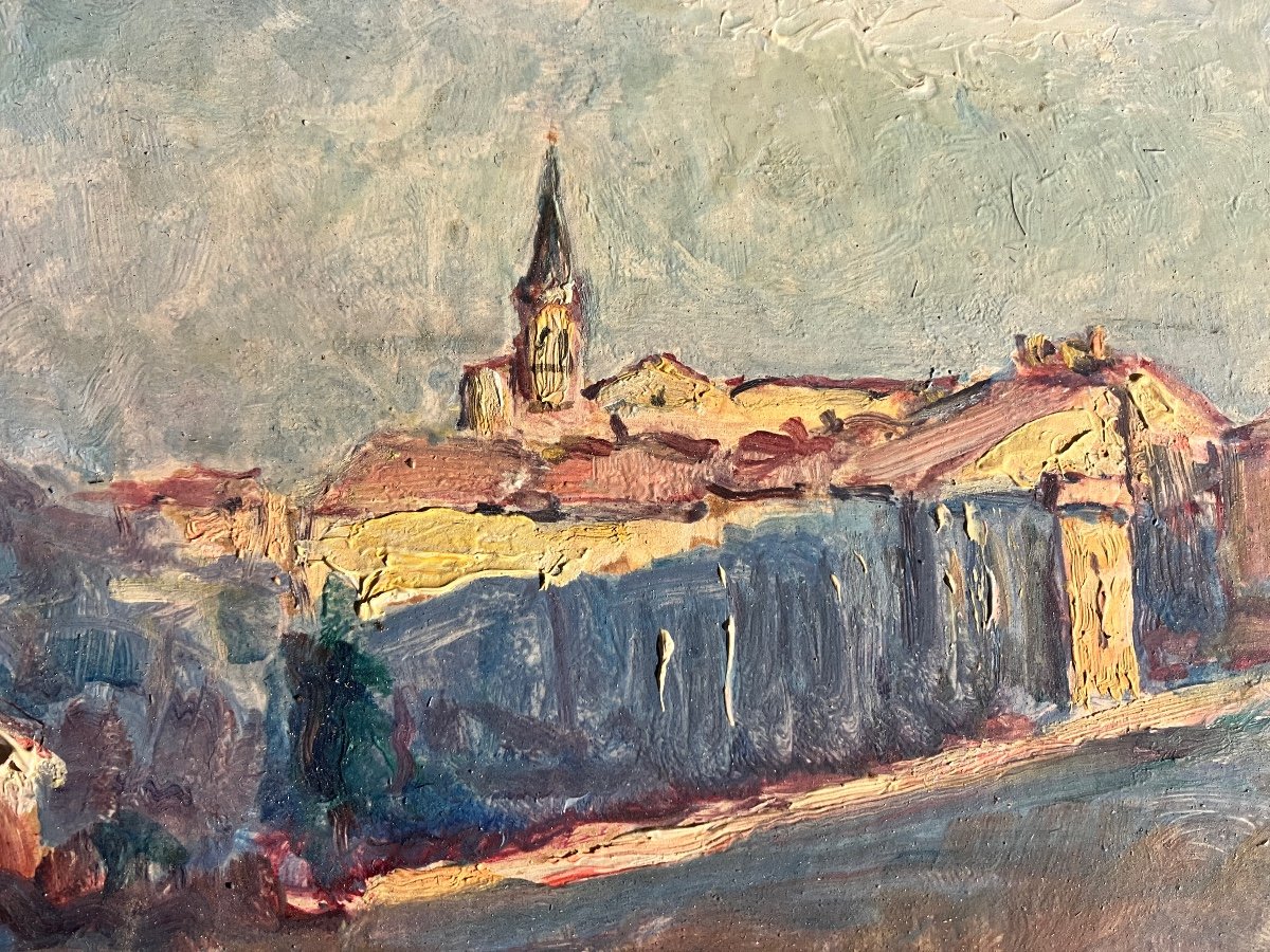 Charles Marie Auguste Charrol (20th) - Carpentras 1944 Gard - Oil On Cardboard-photo-2
