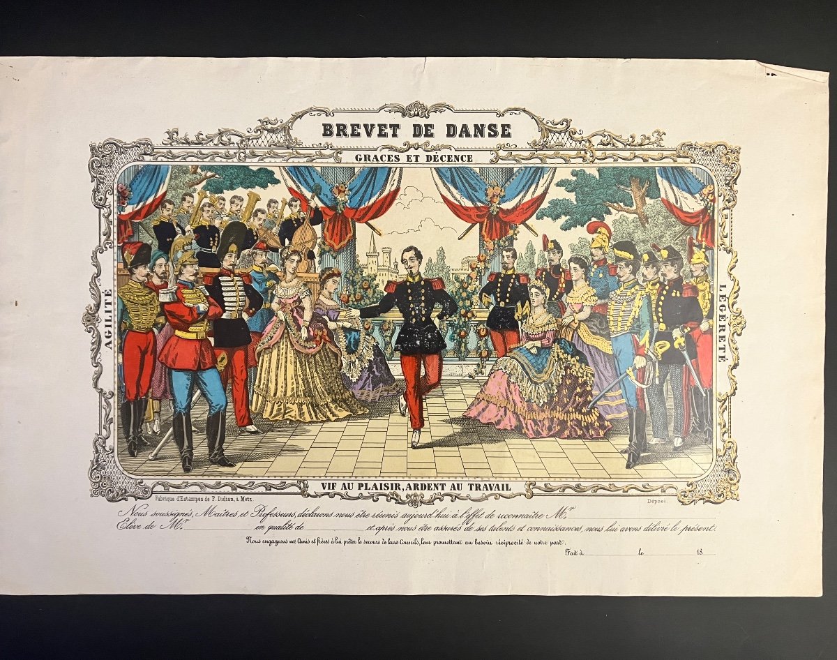 Rare “dance Brevet” Napoleon III, Virgin And Like New - Second Empire P. Didion Metz-photo-2