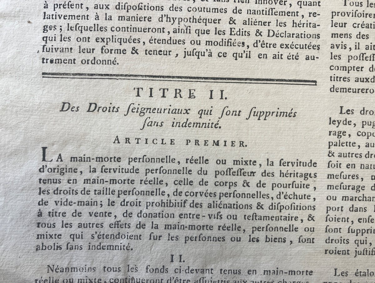 Placard / Affiche - Révolution Française - Abolition Des Droits Féodaux 15 Mars 1790 -photo-1