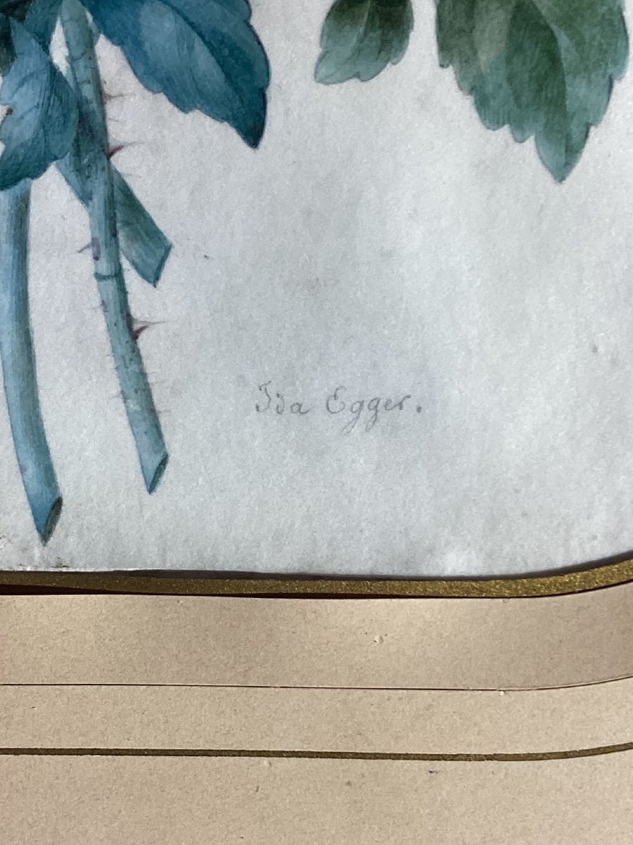 Bouquet De Fleurs - Gouache - Ida Egger 1808-1840, élève De P.j. Redouté. -photo-1