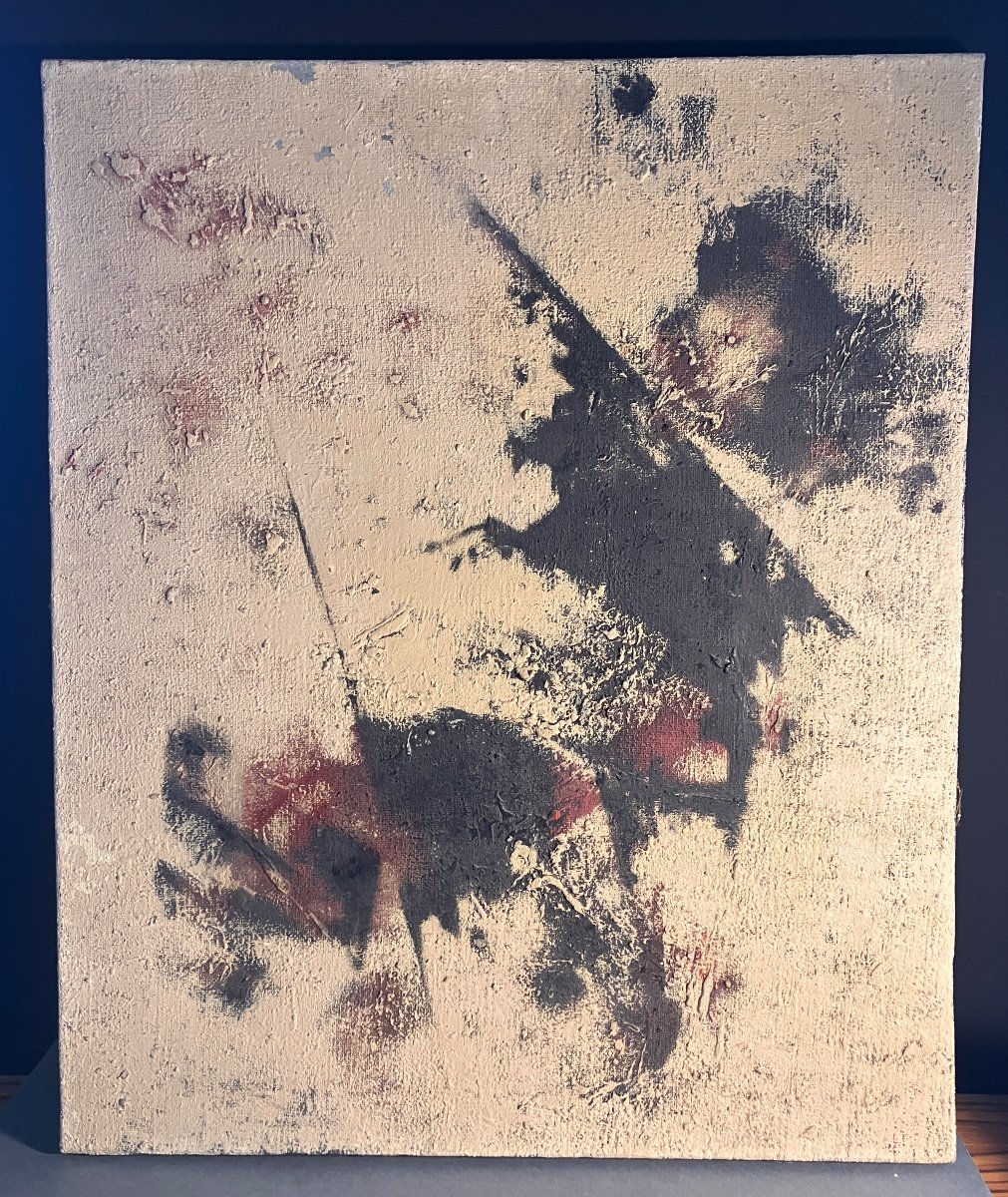 René Guiffrey - Oil On Canvas - Abstraction 1965 - « Before Le Blanc «-photo-2